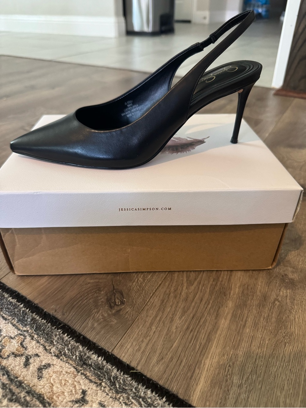 Jessica Simpson Black Pointed-Toe Slingback Heels